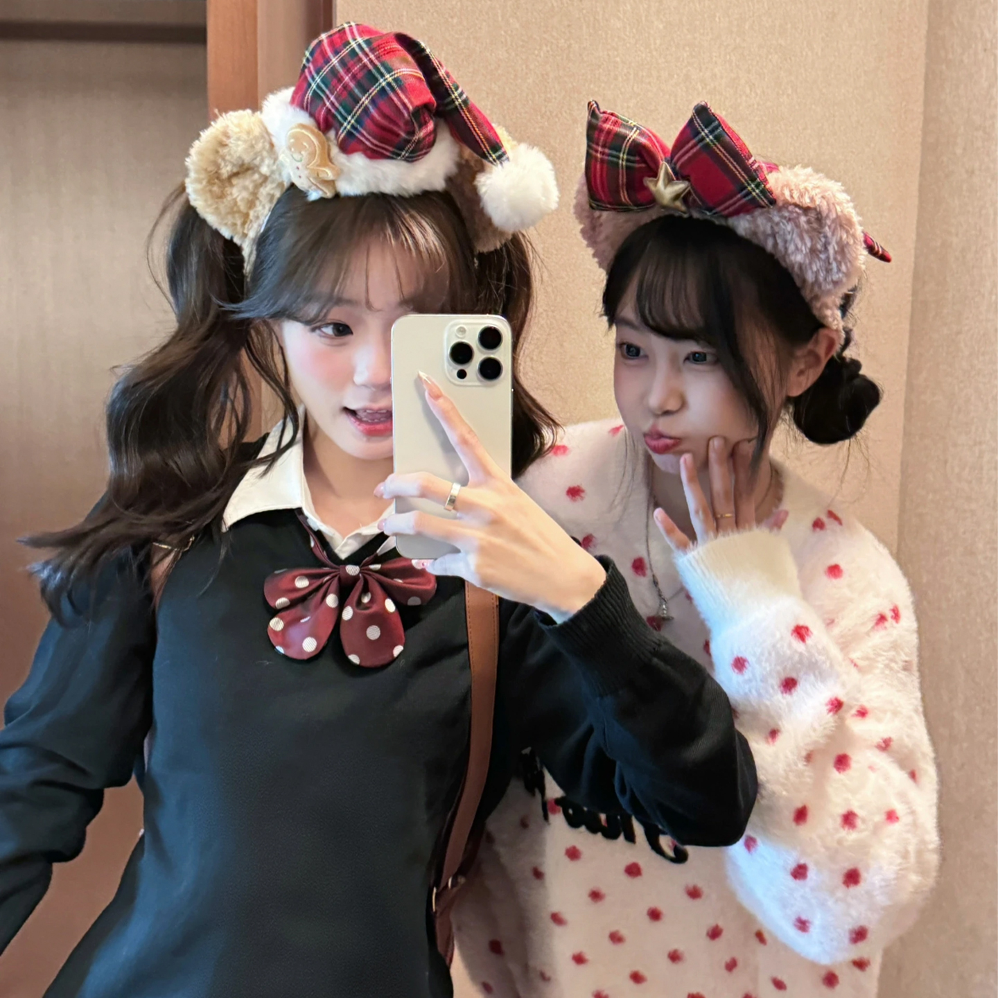 圣诞帽子达菲熊发箍卡通毛绒头箍