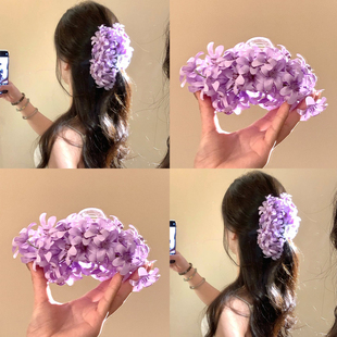 紫堇花香~氛围感紫色小苍兰抓夹2026春夏花朵后脑勺鲨鱼夹旅行卡
