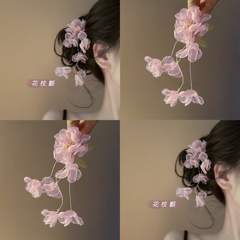 花枝顫！超仙日常絹紗花朵發夾