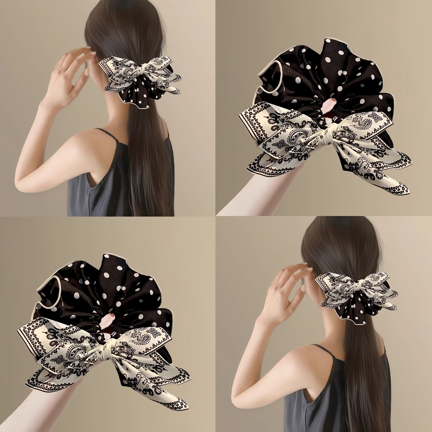 時髦高級~復古腰果波點大腸發圈