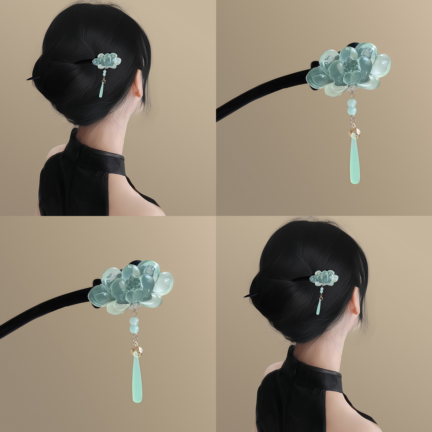 冰清夏蓮！新中式蓮花流蘇發簪