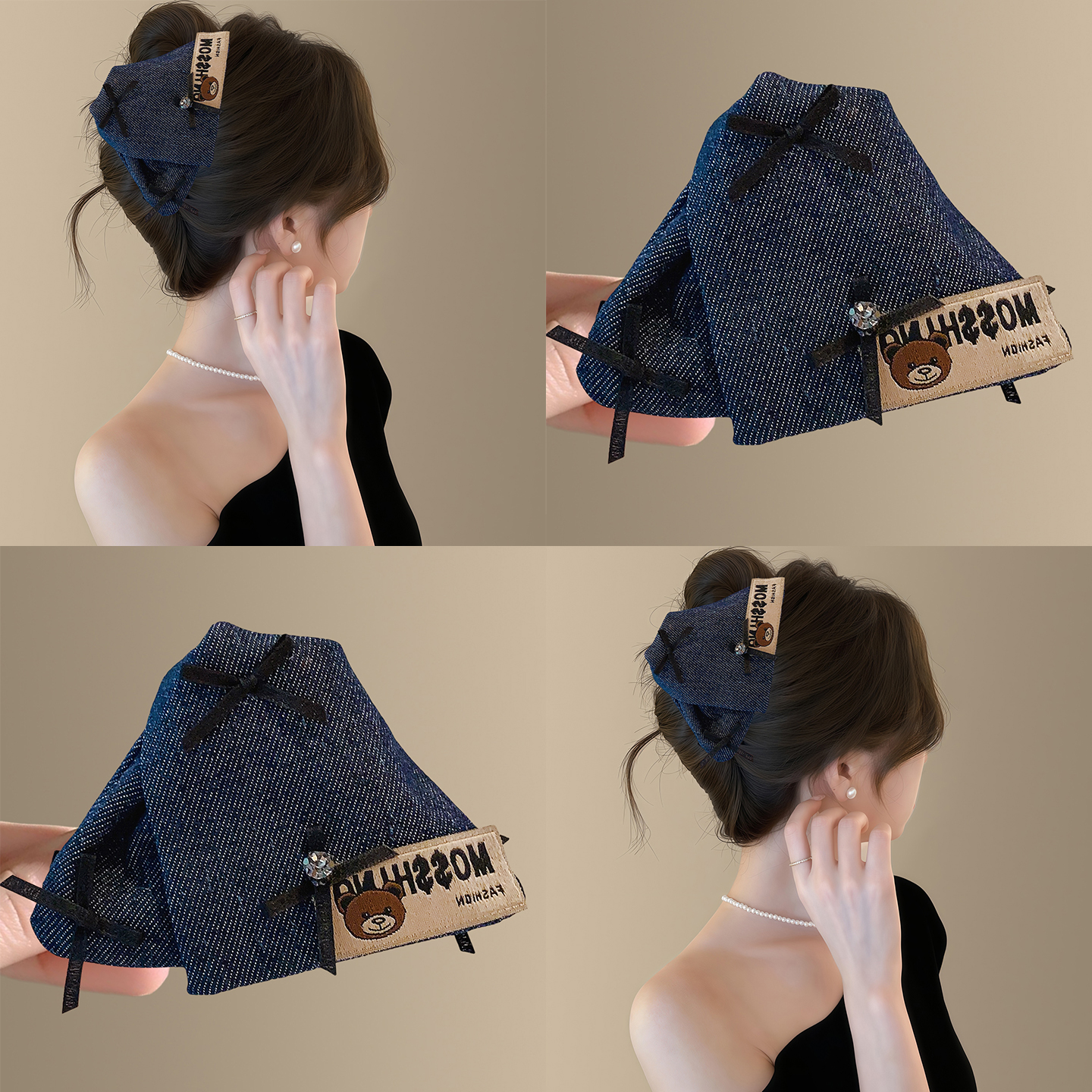 小熊派对~蝴蝶结牛仔三角抓夹