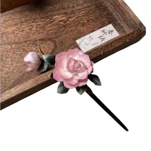 丸子头簪子女春夏小众设计感桃花