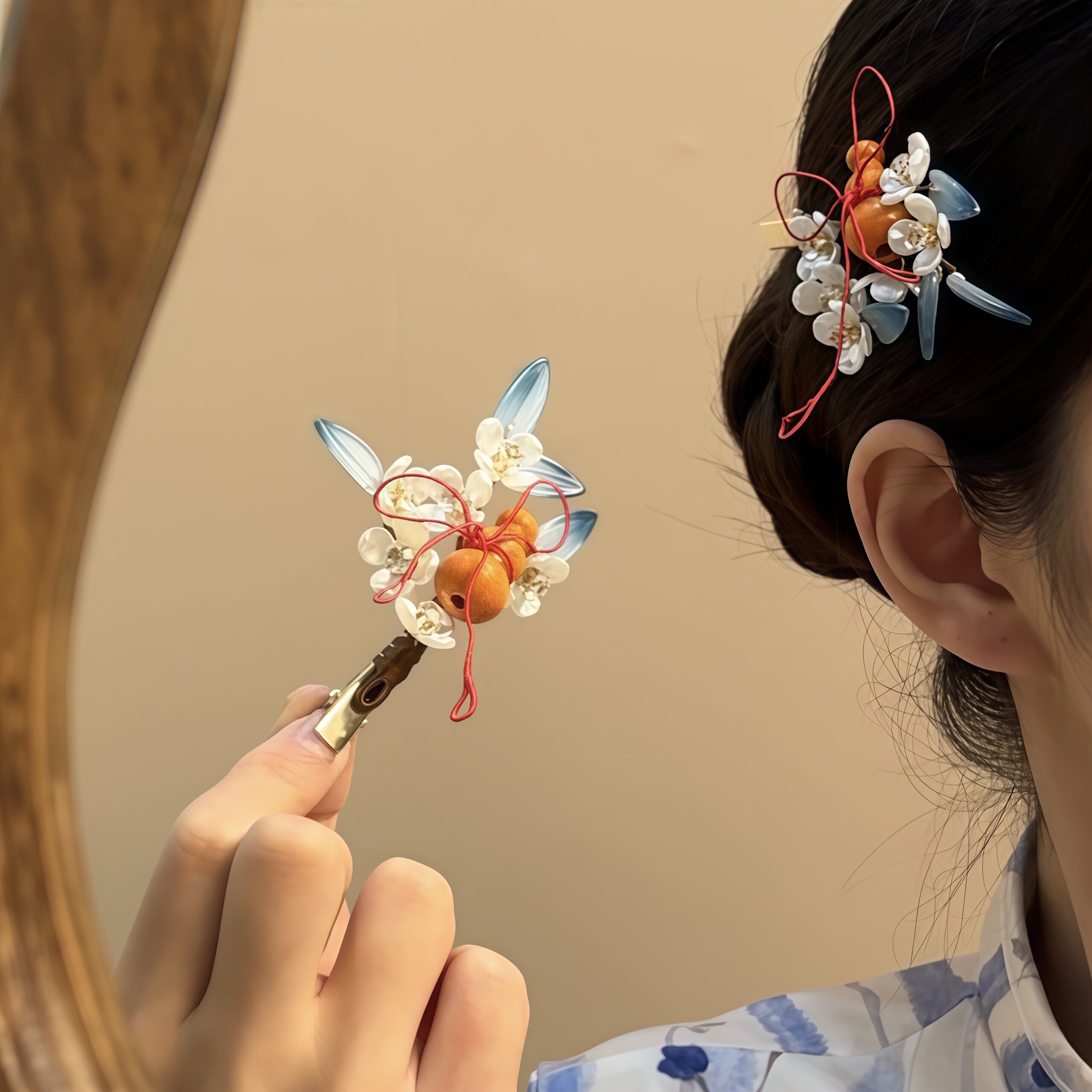 「几许轻风」新中式木质葫芦发夹