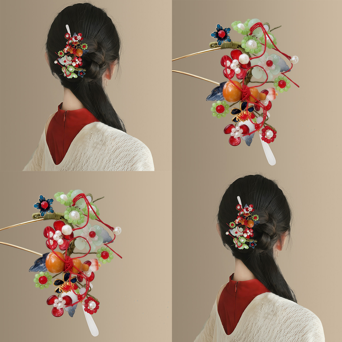 月谣歌|新中式葫芦花朵珍珠发钗