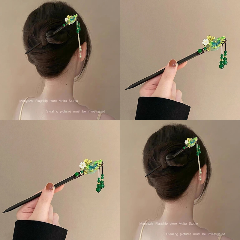風高級感漢服發飾女宮廷風木