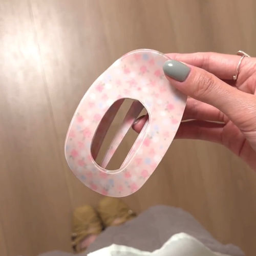 韩系甜美粉色碎花发夹氛围感少女