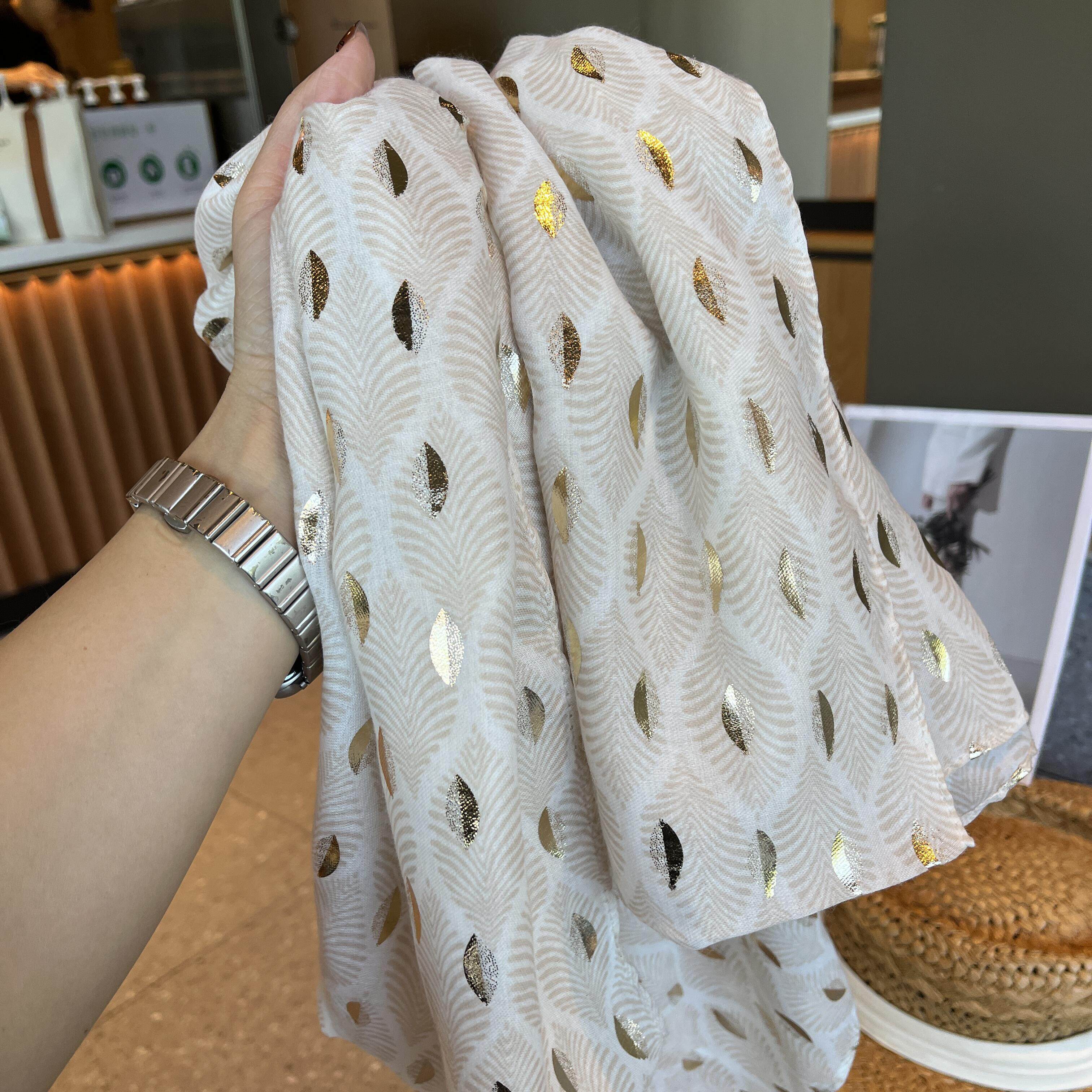 埃及沙漠旅游入!烫金叶棉麻披肩