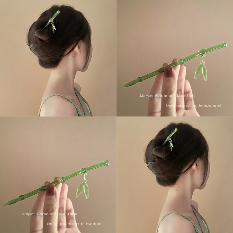 竹林四侠妙妙同款翠翠竹子发簪