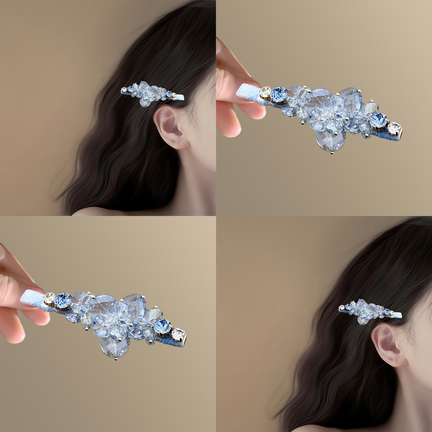 歐尼元英！藍色水晶鴨嘴夾