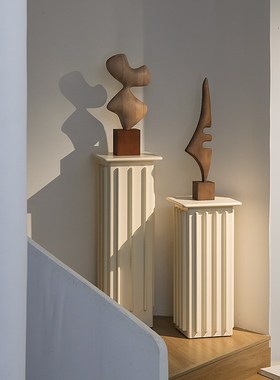 戊际法式白色底座实木艺术雕塑摆件装饰柱墩子玄关罗马柱雕塑台