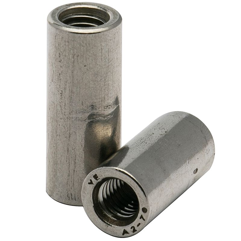 304不锈钢加长加厚六角圆柱通丝焊接螺母M4M5M8M10M12加长圆螺母