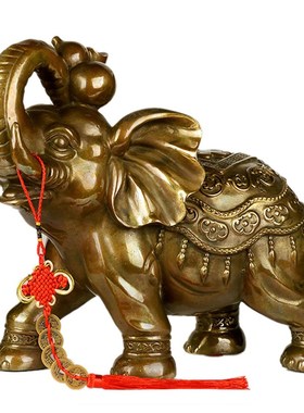 铜大象摆件一对吸水象铜象工艺品电视酒柜办公室客厅玄关开业礼品