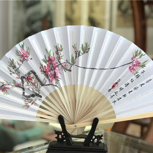 荣昌折扇 仿绸扇 8寸 9寸 男 女扇 消暑纳凉  手绘