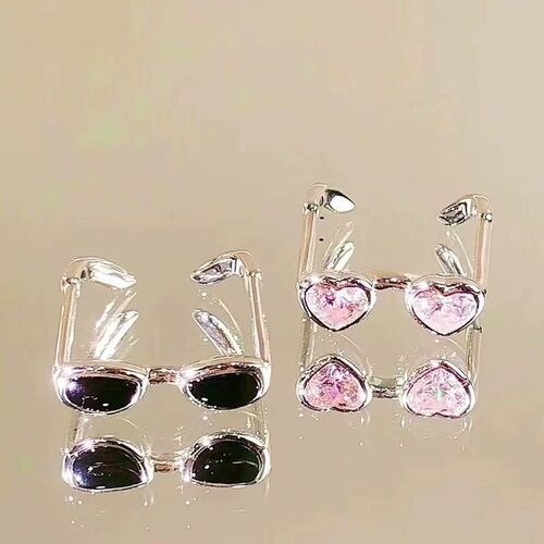 眼镜戒指女情侣闺蜜太阳眼镜ins小众高级感开口可调节指环食指戒