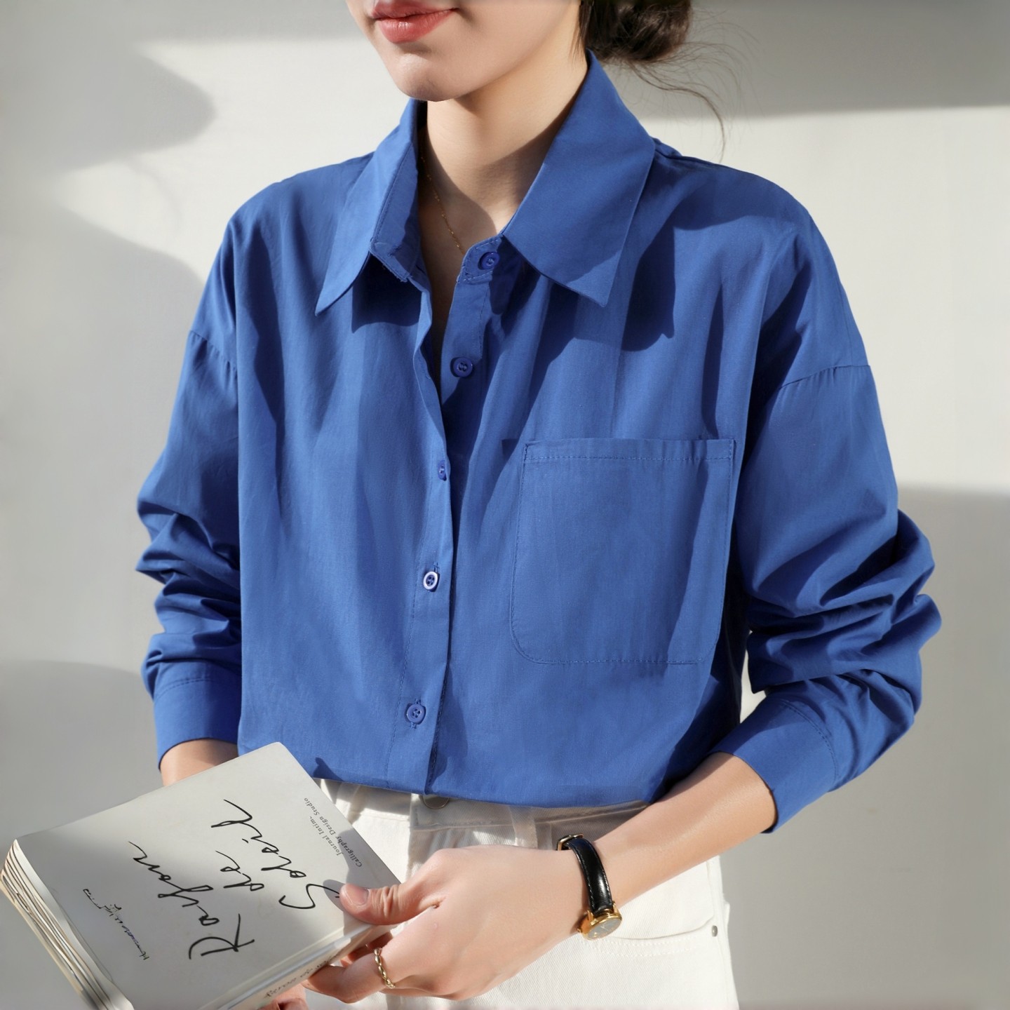 克莱因蓝色衬衫女春季2026年新款宽松叠穿内搭衬衣设计感长袖上衣,女装/女士精品,衬衫,淘宝优惠券,粉丝福利购,淘宝优惠卷