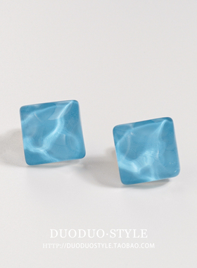 ins风蓝色亚克力高级感耳夹无耳洞女蚊香盘耳环2023新款小众耳饰