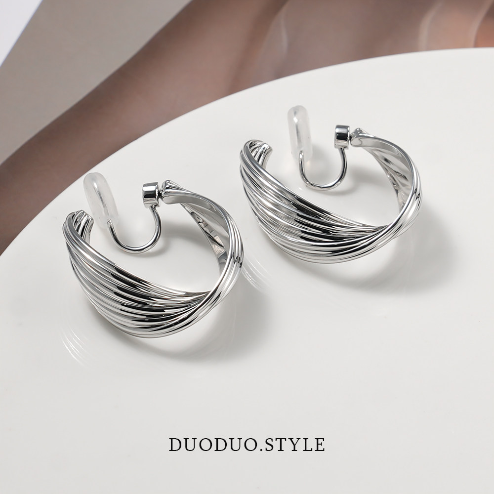复古港风扭曲金属耳环女无耳洞可旋转蚊香盘耳夹素圈麻花高级感饰,饰品/流行首饰/时尚饰品新,耳夹,淘宝优惠券,粉丝福利购,淘宝优惠卷