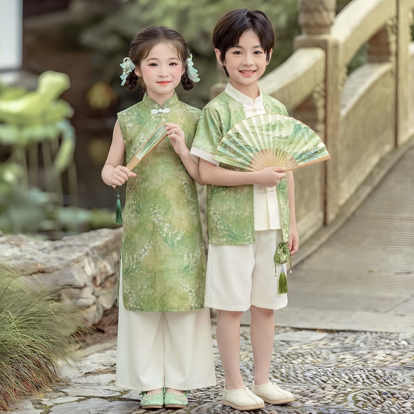 儿童汉服男童中秋节小学生笔女童新中式朗诵合唱幼儿园日常穿搭