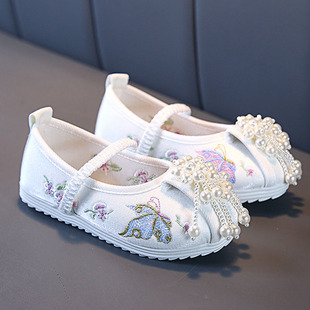 绣花鞋女童男童中国风舞蹈鞋秋冬古装刺绣童鞋新中式马面裙汉服鞋