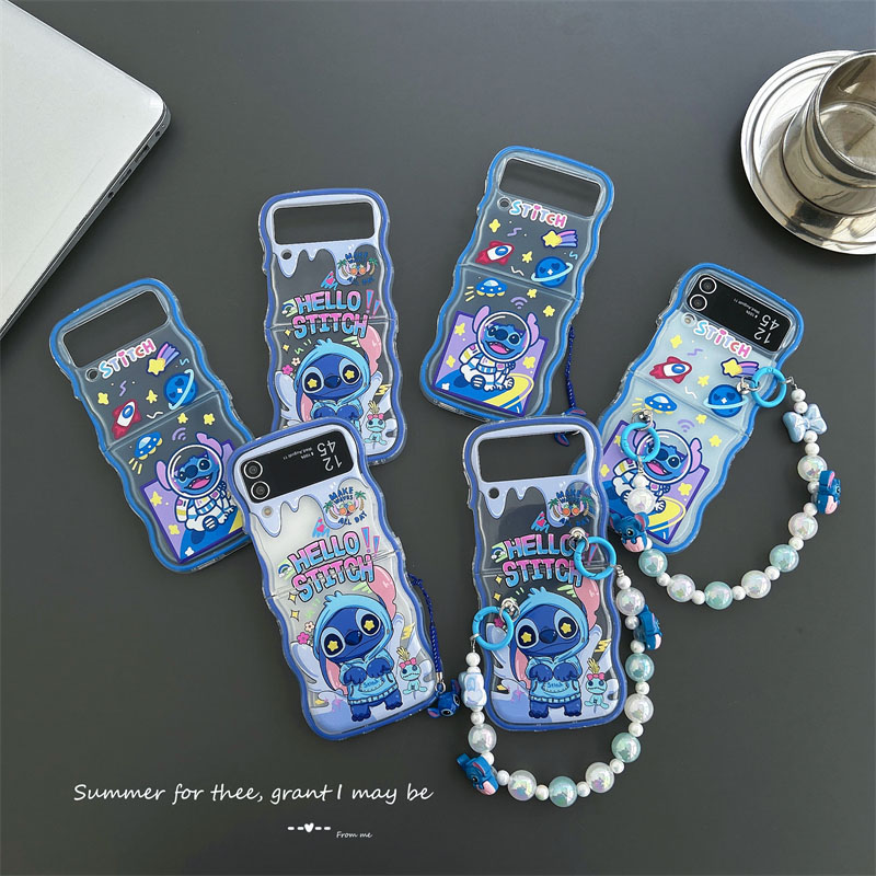 适用三星zflip5手机壳史迪仔太空人宇宙软硅胶星球保护套新zflip6壳折叠屏短手链手提绳flip4防摔三4卡通女3