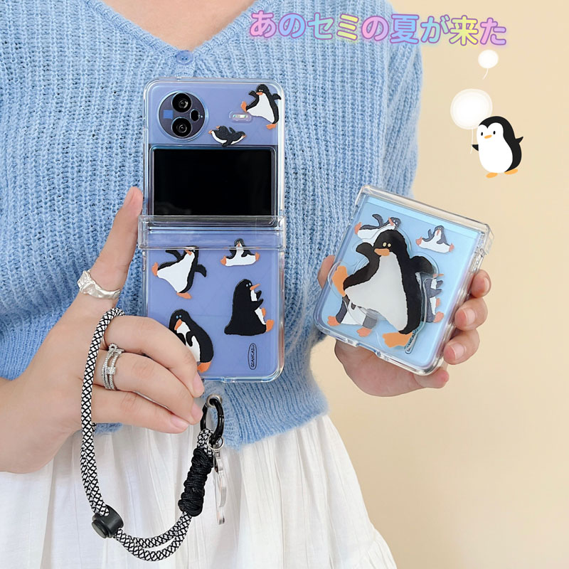 适用vivoxflip硬壳透蓝企鹅