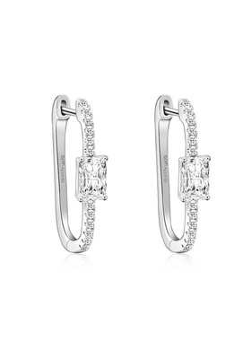 【情人节礼物】APM Monaco 小方钻银色耳环耳饰女生925银生日礼物