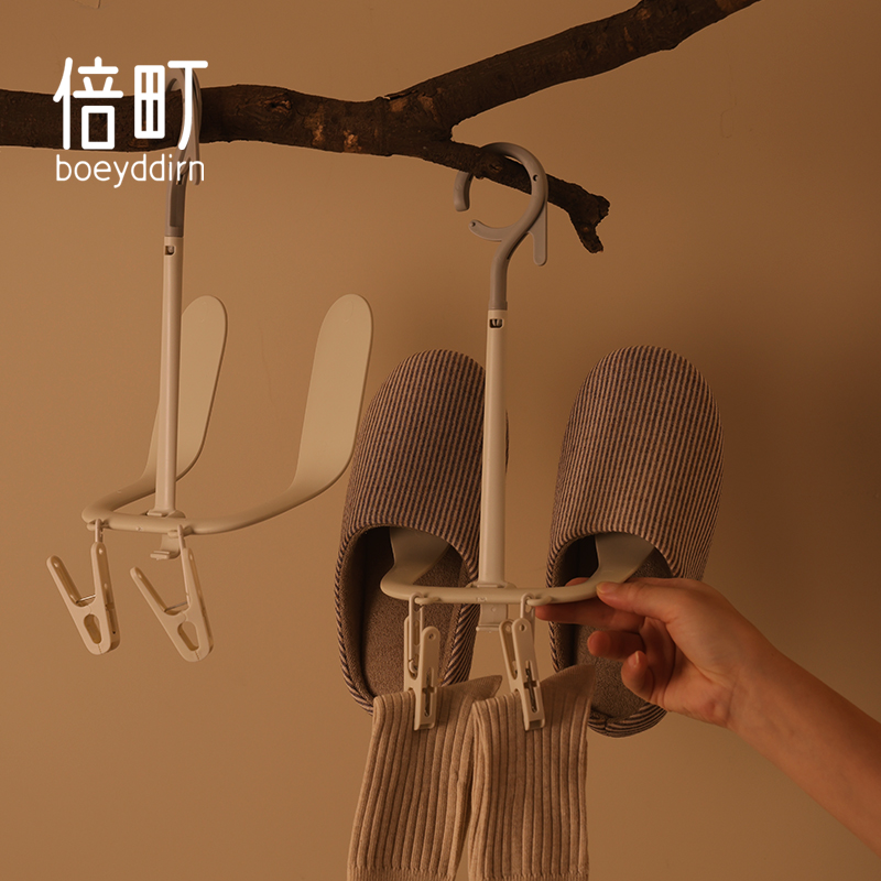 晒鞋架挂鞋子的晾鞋架家用多功能防风双钩阳台可旋转收纳创意神器