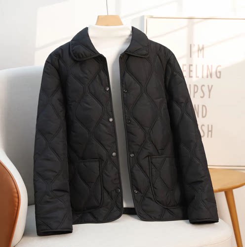 2025新款妈妈装翻领双线棉服