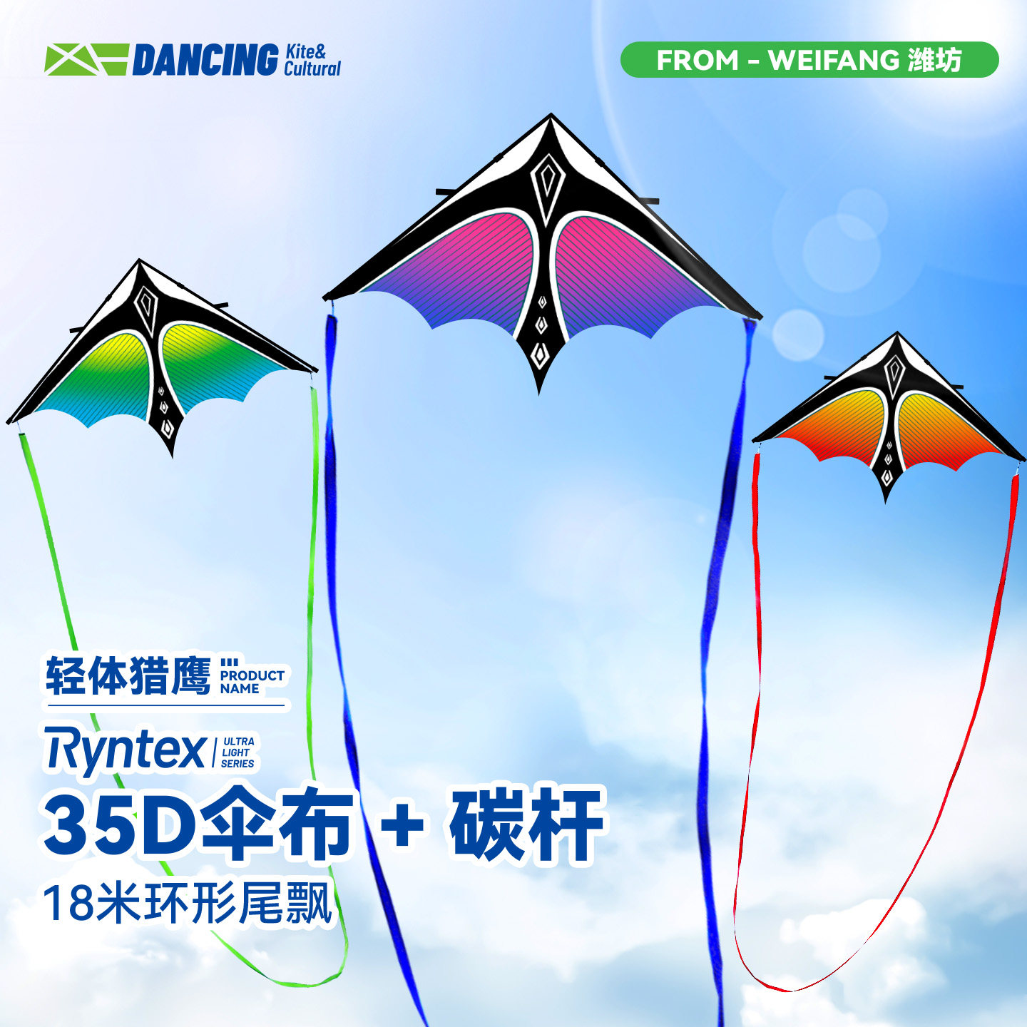 空中舞者猎鹰轻体风筝微风易飞碳杆大尺寸成人儿童手持款79.9元