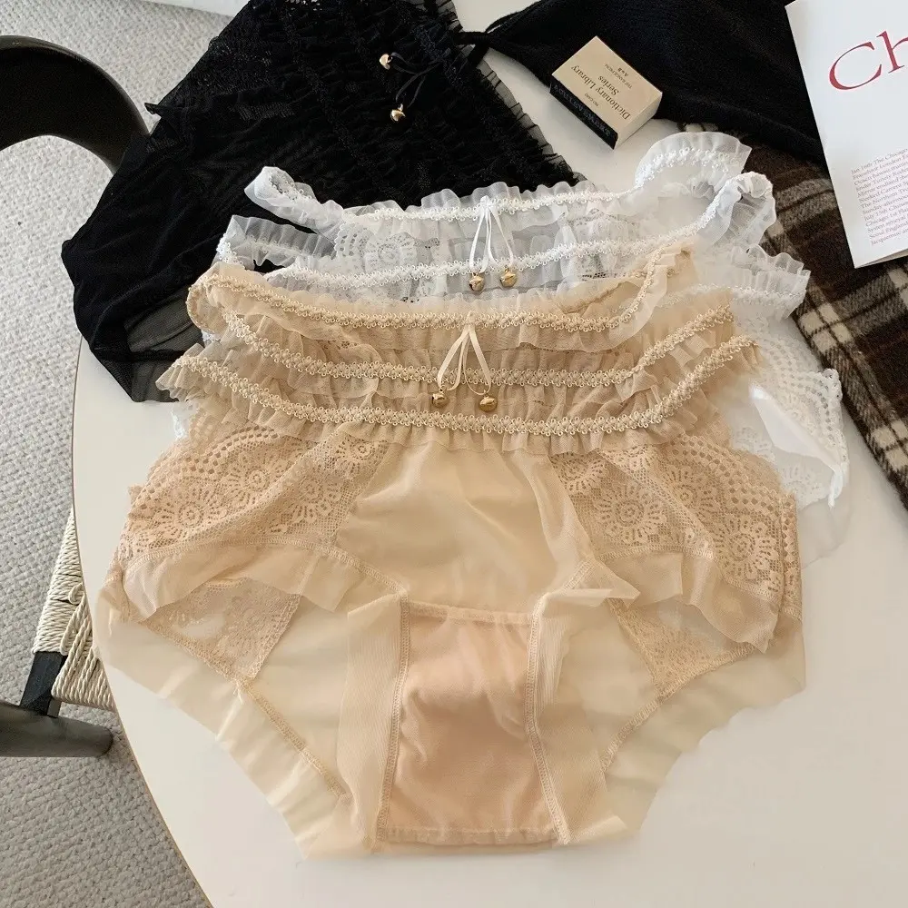【性感蕾丝绑带内裤】维多利亚高腰镂空无痕舒适透气铃铛女三角裤