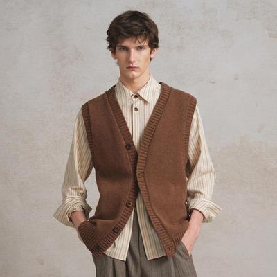 2色｜SageSalt 特细美利奴羊毛焦糖色草绿色针织开衫 7018