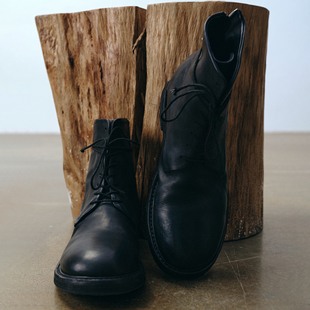 后拉链系带军风踝靴 水牛皮 「秋冬新品 」SageSalt