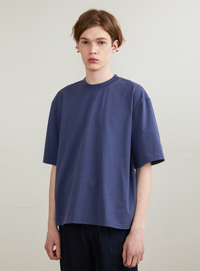 「尾码专享」SageSalt深蓝色落肩短袖T恤防紫外线 4002NV