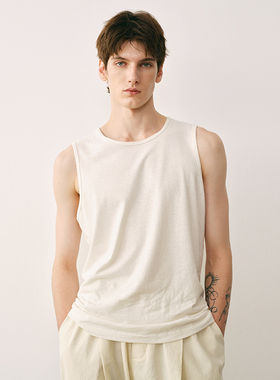 SageSalt 汉麻与棉 米白色燕麦色打底背心 4012