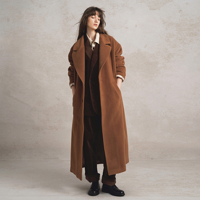 SageSalt 重磅焦糖色羊毛单排扣大衣 9017CA