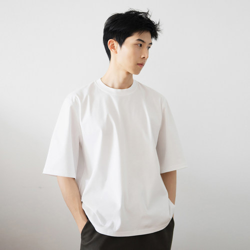 Sagesalt丝光长绒棉黑白短袖T恤