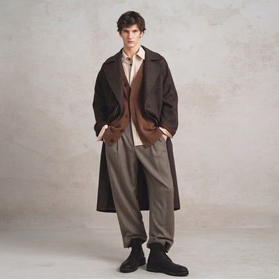 SageSalt 熟褐色雪莱羊毛拉链大衣 领口多造型9015BR