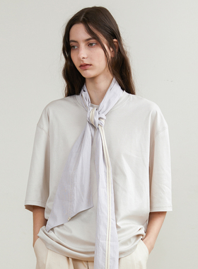 「尾码专享」SageSalt浅灰色落肩短袖T恤防紫外线 4002GY