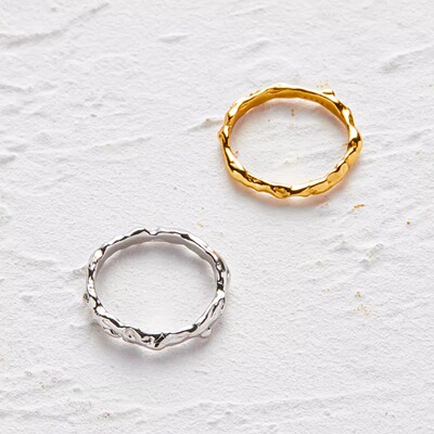 SSalt 花草纹理纯银戒指 厚镀铂族金属/厚镀黄金 瑞士手工雕蚀