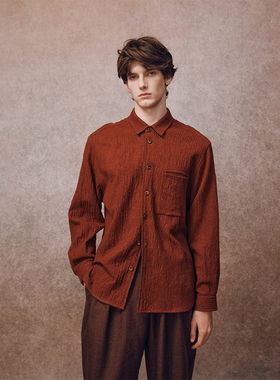 「秋冬新品」SageSalt 新年系列 棉毛混纺插袋长袖衬衫 1049RD