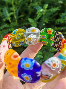 时尚千花琉璃混色手工DIY弹力绳女士手链手排