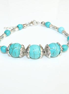 原创设计绿松石ins风百搭潮流男女同款复古手链