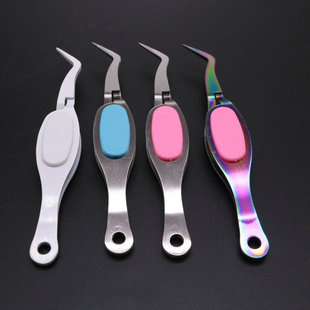 不锈钢眉夹黑色反向镊子定位指甲美甲定位夹假睫毛夹手工工具盒装