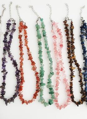 时尚天然水晶碎石气质小众潮颈链