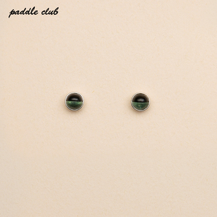 paddle club 拼接石珠银托耳钉