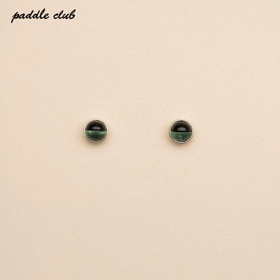 paddleclub拼接石珠银托耳钉