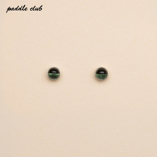 paddleclub拼接石珠银托耳钉