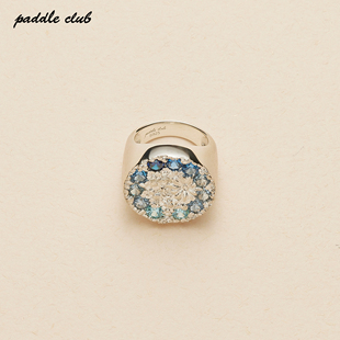 paddle club 花镶圆盘戒指925银