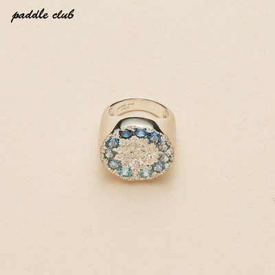 paddle club 花镶圆盘戒指925银